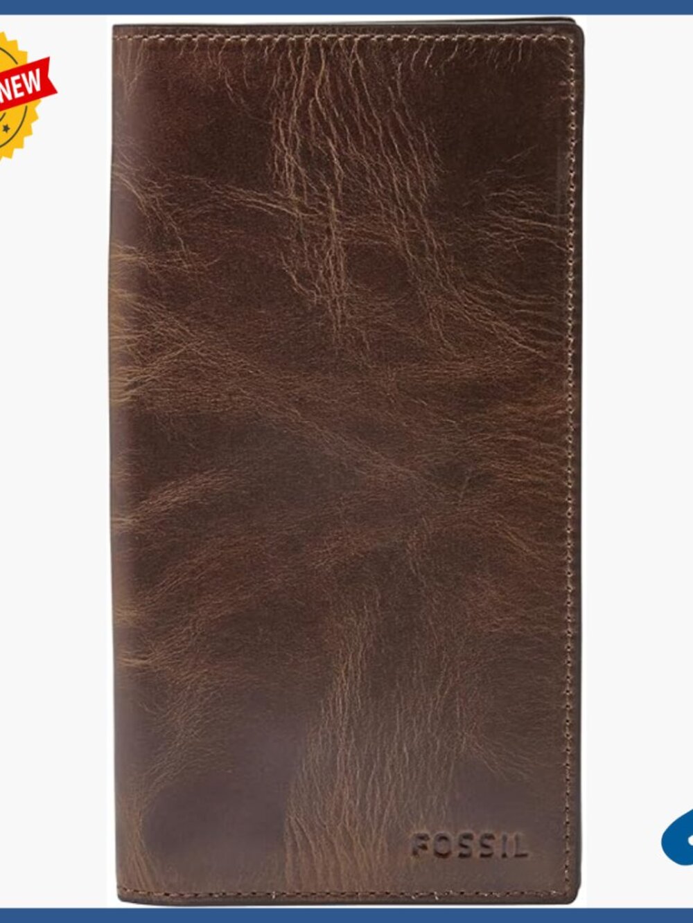Men's Genuine Leather Checkbook Wallet with Zipper Pocket and 6 Card Slots